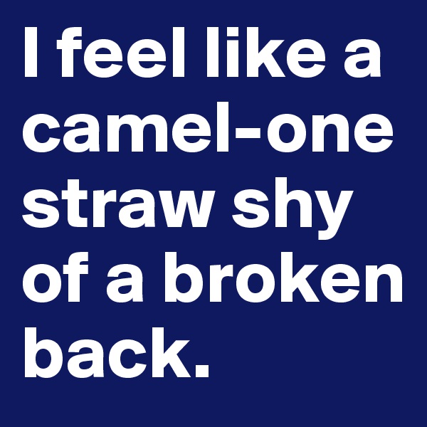 I feel like a camel-one straw shy of a broken back.