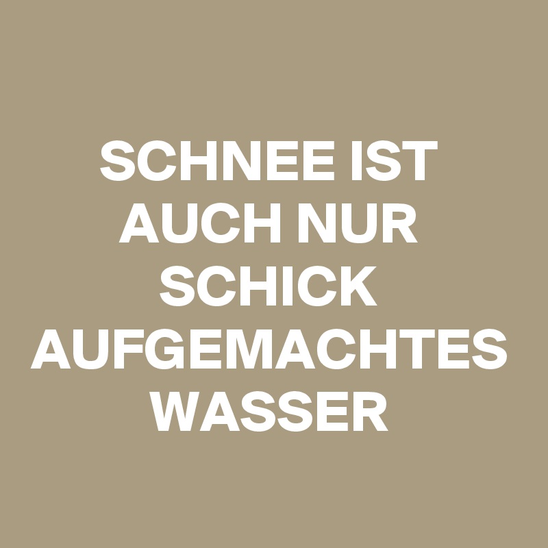 SCHNEE IST AUCH NUR SCHICK AUFGEMACHTES WASSER
