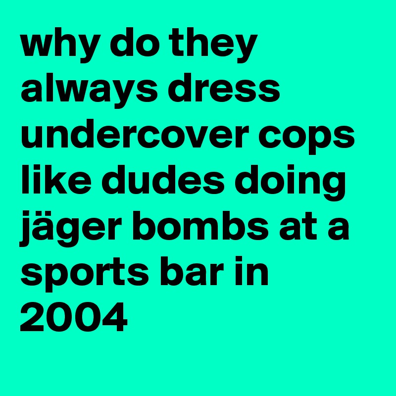why do they always dress undercover cops like dudes doing jäger bombs at a sports bar in 2004