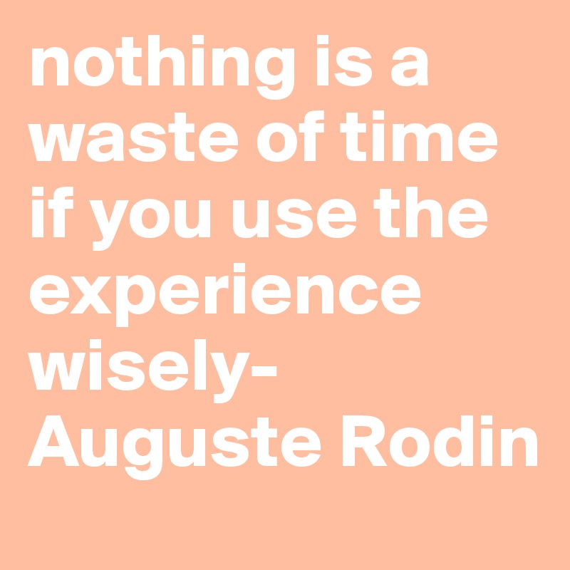 nothing is a waste of time if you use the experience wisely- Auguste Rodin