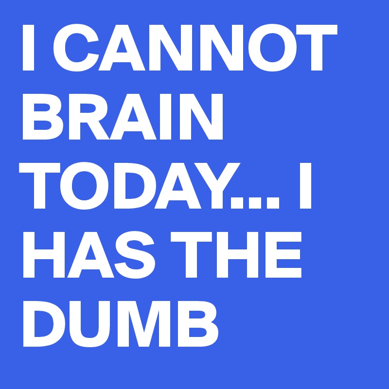 I CANNOT BRAIN TODAY... I HAS THE DUMB