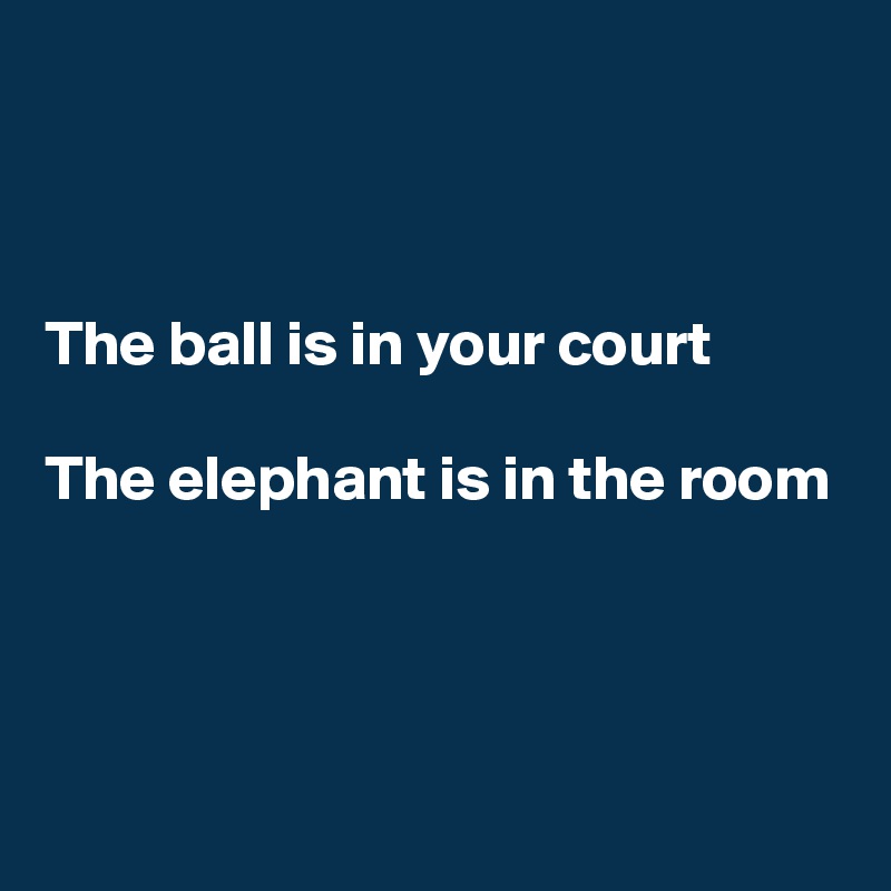 



The ball is in your court

The elephant is in the room



