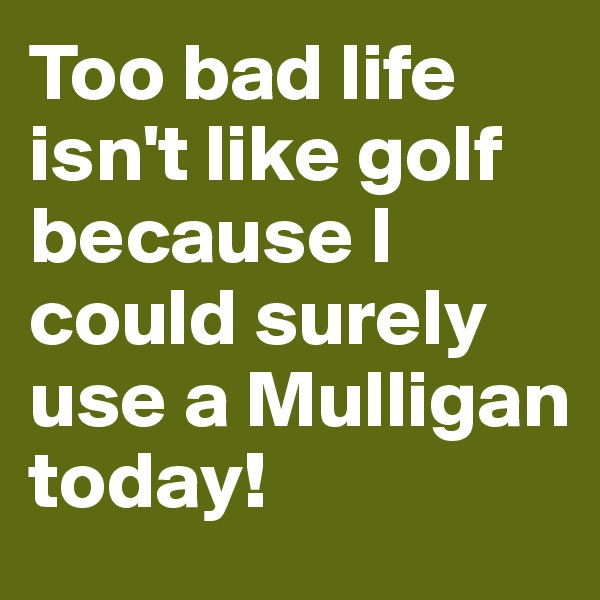 Too bad life isn't like golf because I could surely use a Mulligan today!