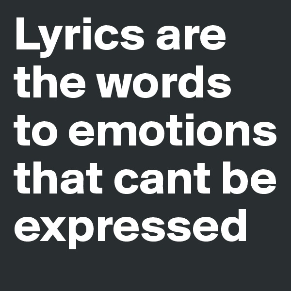 Lyrics are the words to emotions that cant be expressed 