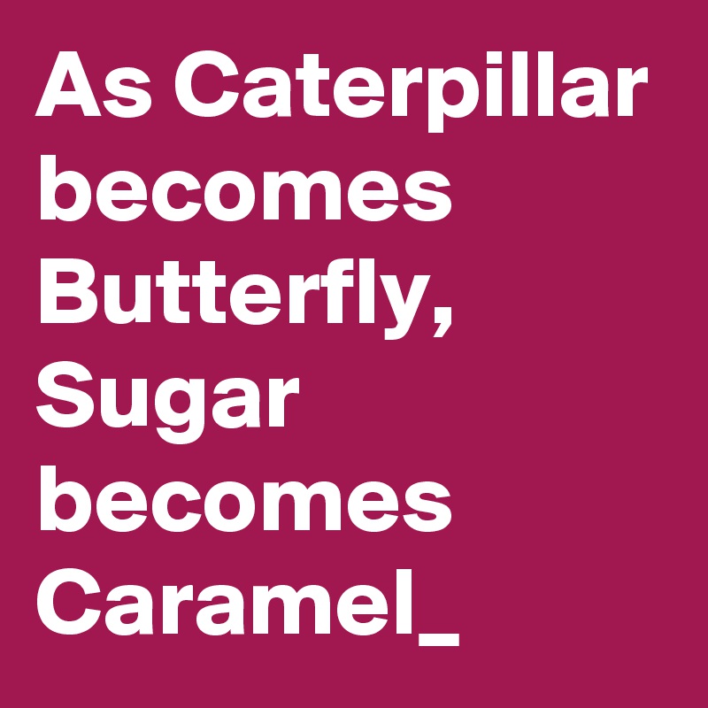 As Caterpillar becomes Butterfly, Sugar becomes Caramel_