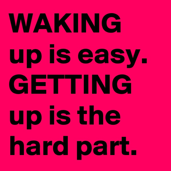 WAKING up is easy. GETTING up is the hard part.