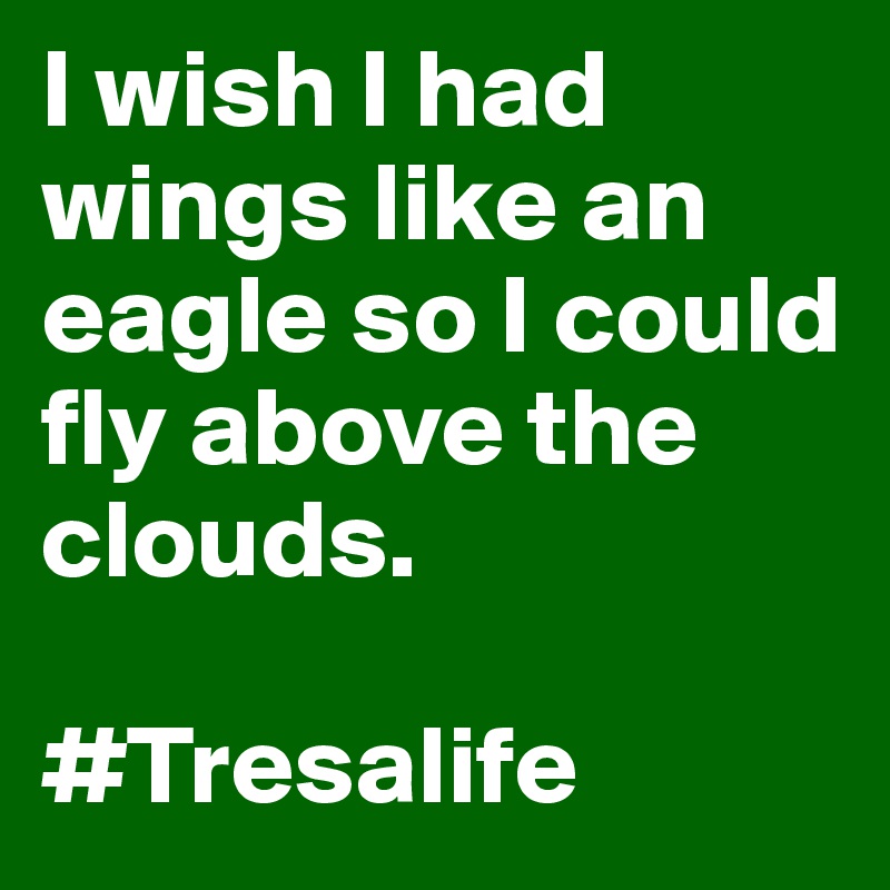 I wish I had wings like an eagle so I could fly above the clouds. 

#Tresalife