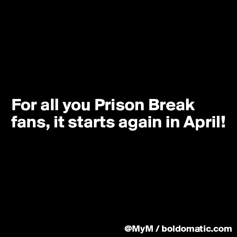 




For all you Prison Break fans, it starts again in April!




