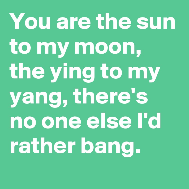 You are the sun to my moon, the ying to my yang, there's no one else I'd rather bang.