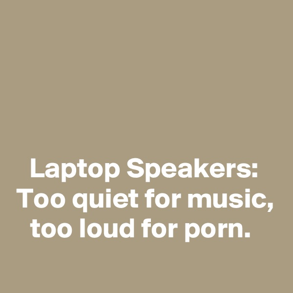 



Laptop Speakers: Too quiet for music, too loud for porn. 
