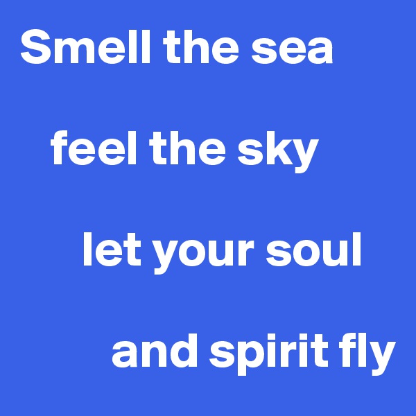 Smell the sea

   feel the sky

      let your soul

         and spirit fly