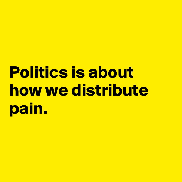 


Politics is about how we distribute 
pain.



