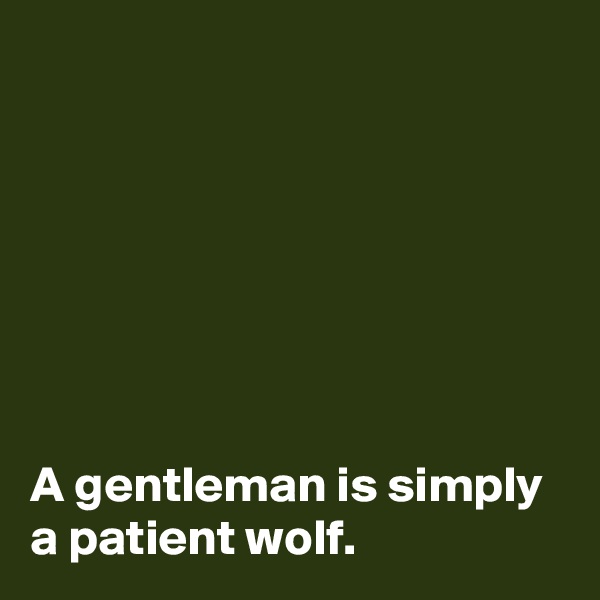







A gentleman is simply       
a patient wolf. 