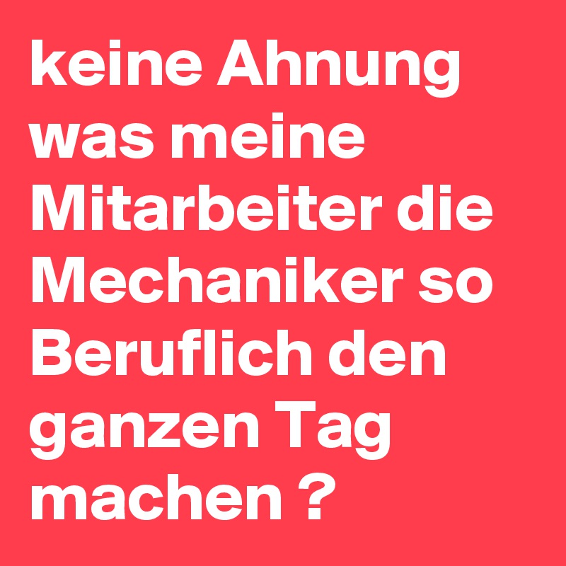 keine Ahnung was meine Mitarbeiter die Mechaniker so Beruflich den ganzen Tag machen ?