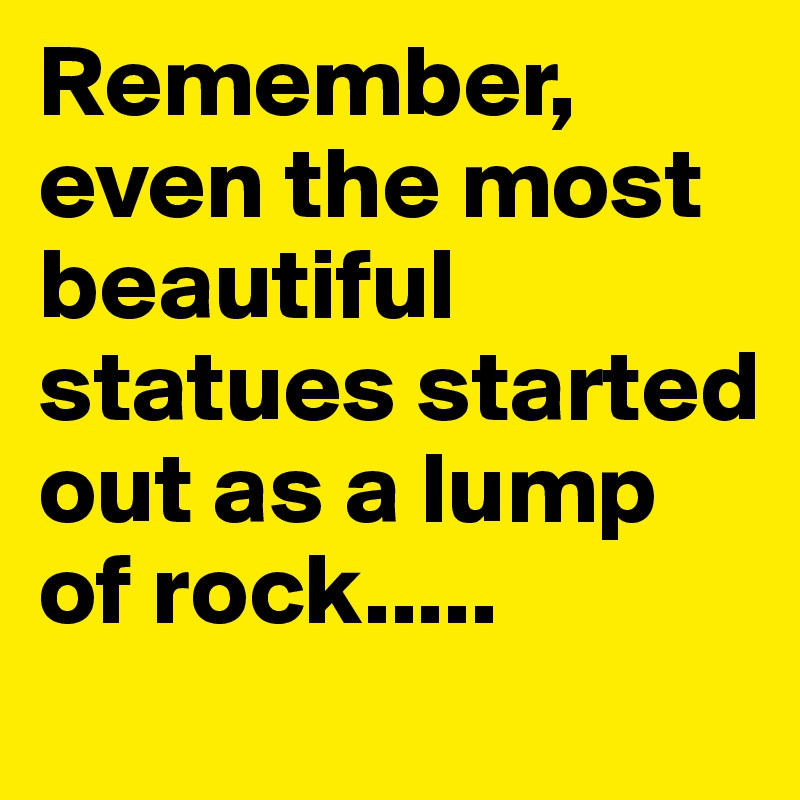 Remember, even the most beautiful statues started out as a lump of rock.....