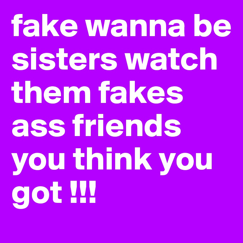 fake wanna be sisters watch them fakes ass friends you think you got !!!