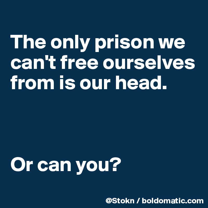 
The only prison we can't free ourselves from is our head.



Or can you?

