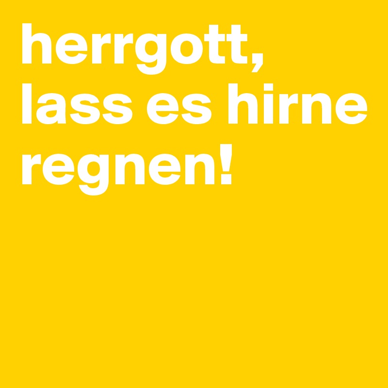 herrgott, lass es hirne regnen!

