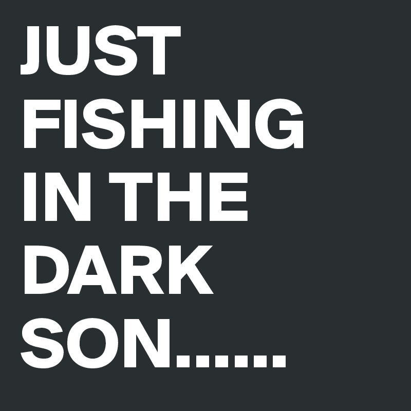 JUST FISHING IN THE DARK SON......