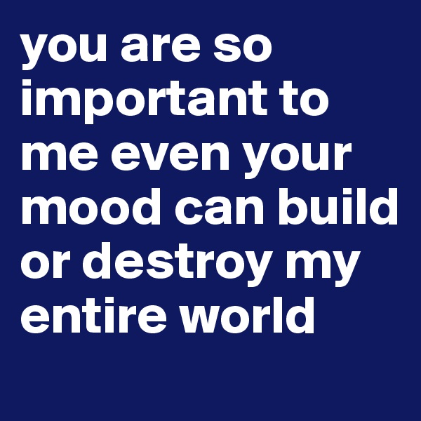 you are so important to me even your mood can build or destroy my entire world