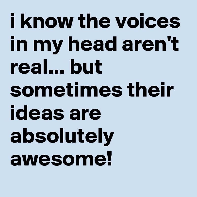 i know the voices in my head aren't real... but sometimes their ideas are absolutely awesome!