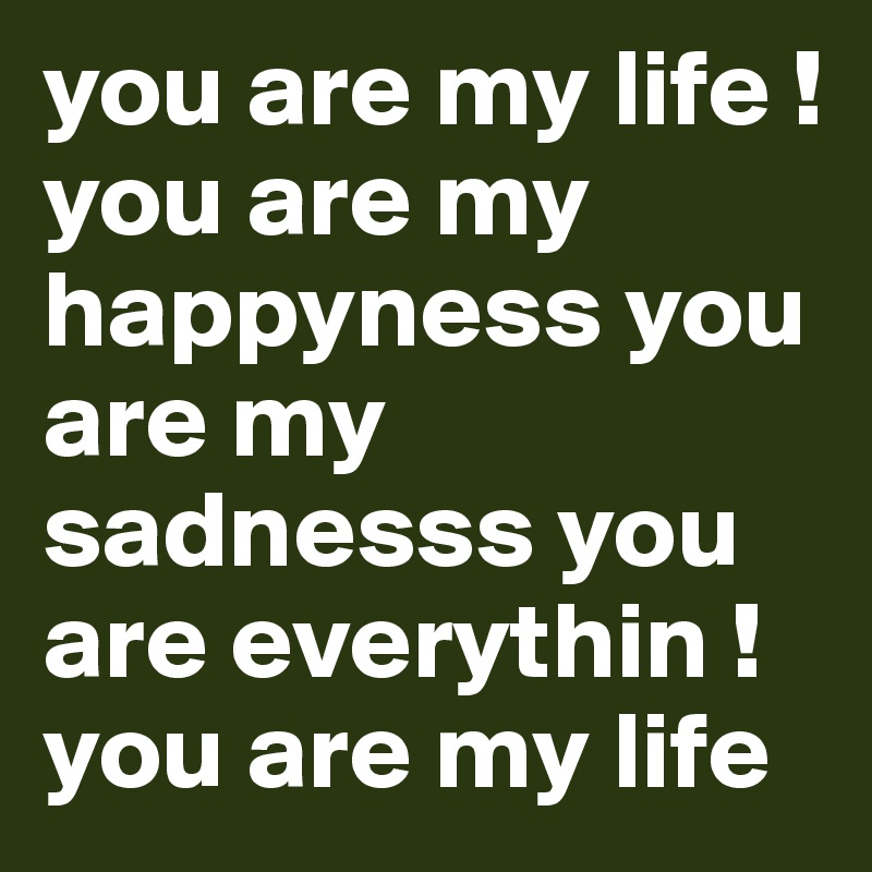 you are my life ! you are my happyness you are my sadnesss you are everythin ! you are my life