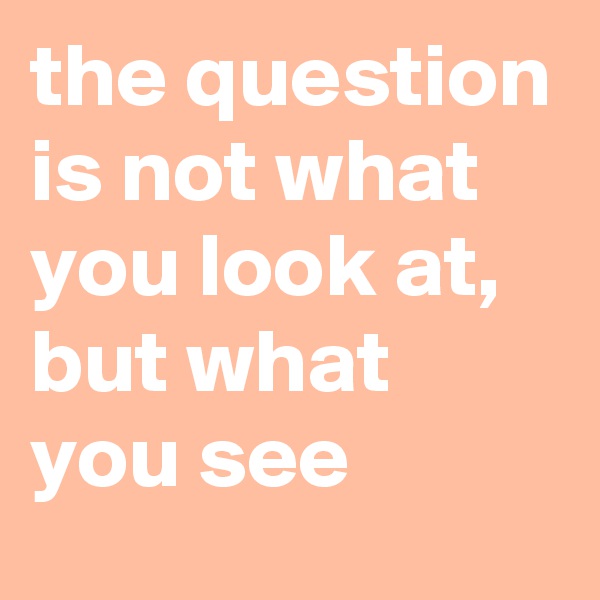 the question is not what you look at, but what you see