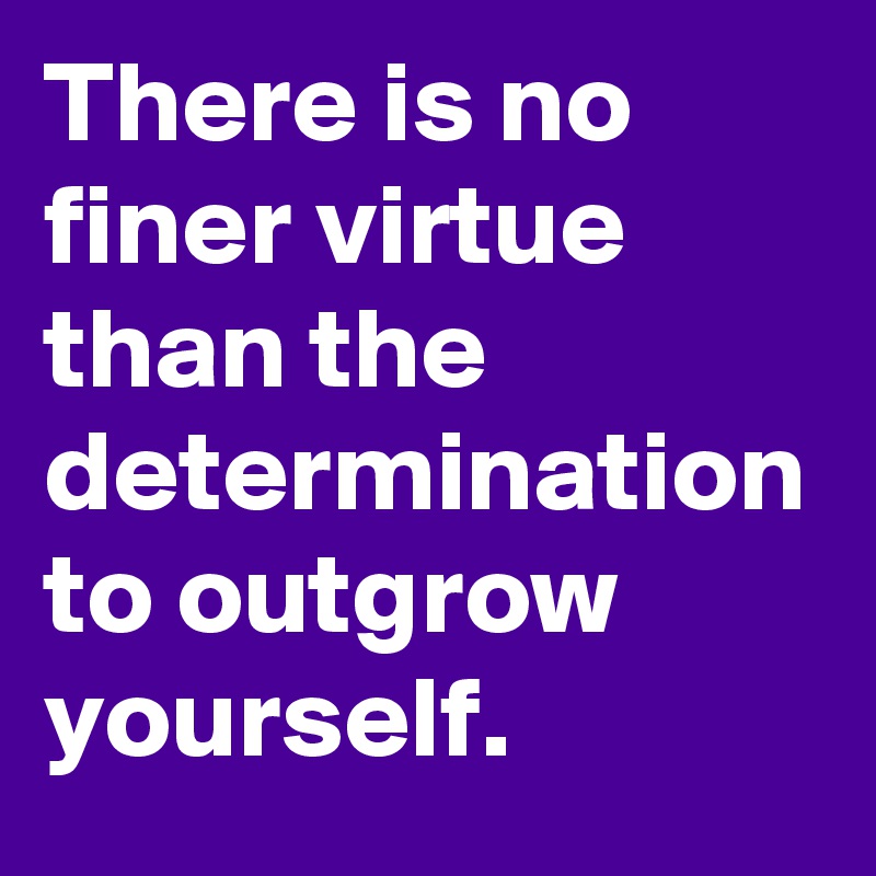 There is no finer virtue than the determination to outgrow yourself.