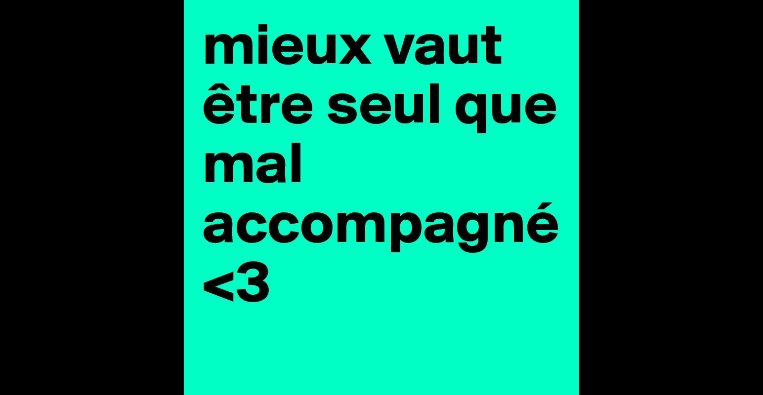 Il Vaut Mieux Etre Seul Que Mal Accompagné