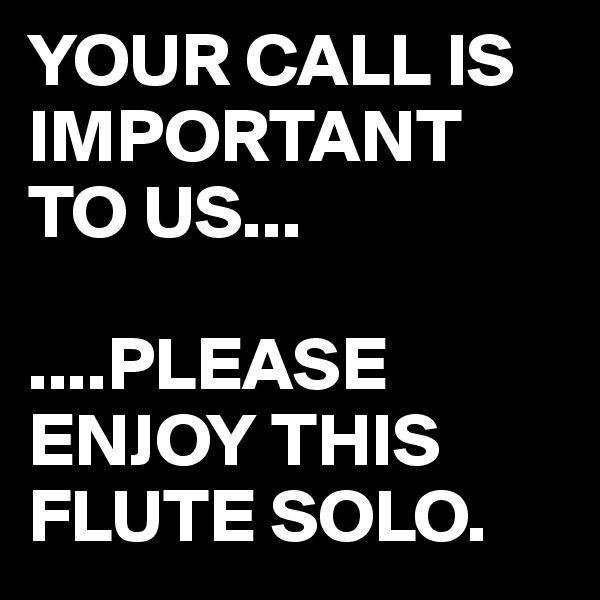 YOUR CALL IS IMPORTANT TO US...

....PLEASE ENJOY THIS FLUTE SOLO.         