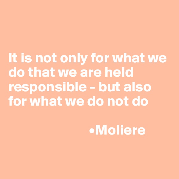 


It is not only for what we do that we are held responsible - but also for what we do not do

                            •Moliere

