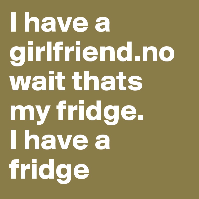 I have a girlfriend.no wait thats my fridge.
I have a fridge