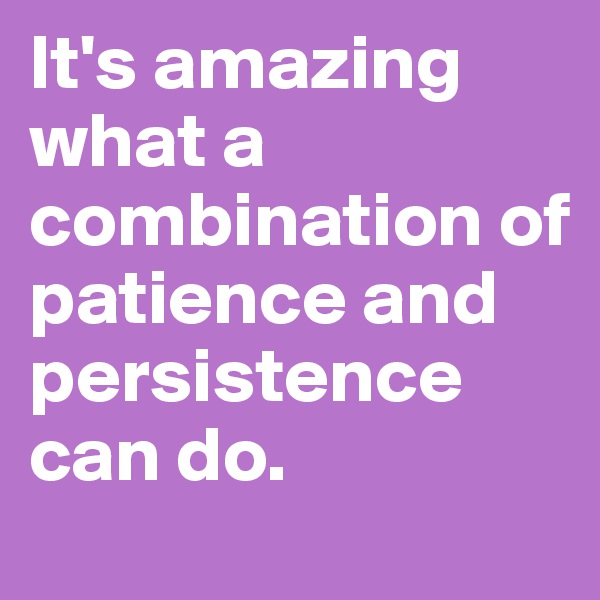 It's amazing what a combination of patience and persistence can do.