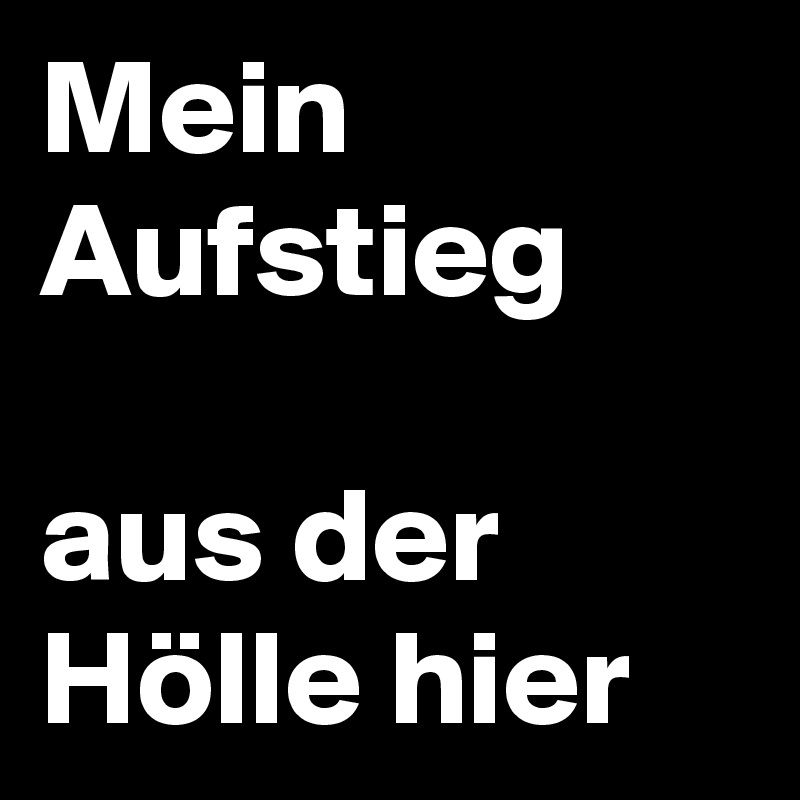 Mein Aufstieg

aus der Hölle hier 