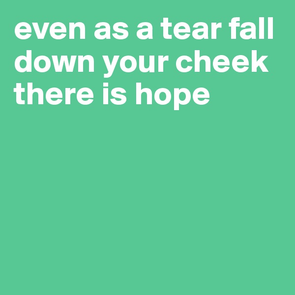 even as a tear fall down your cheek there is hope 




