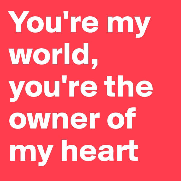You're my world, you're the owner of my heart 