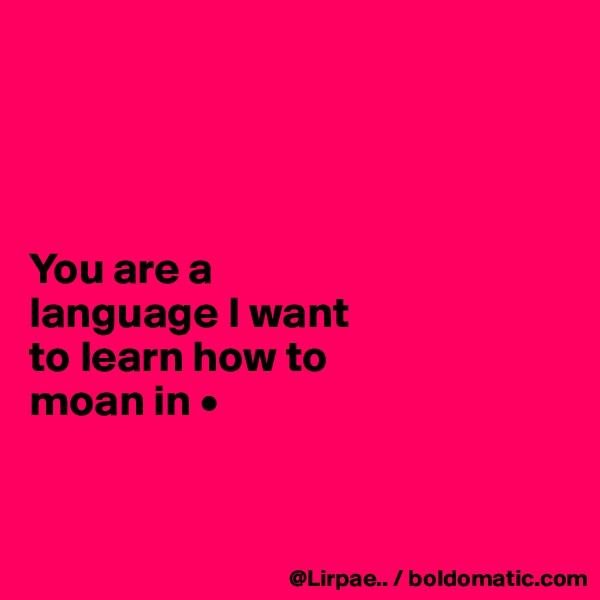 




You are a
language I want 
to learn how to
moan in •


