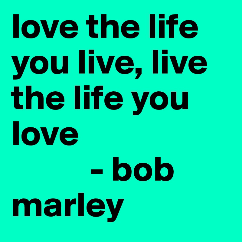 love the life you live, live the life you love 
           - bob marley