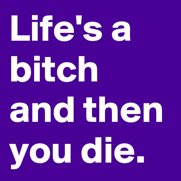 Life's a bitch and then you die. 