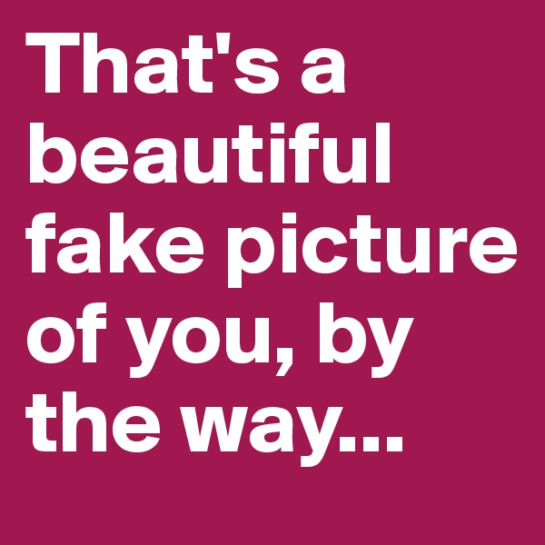 That's a beautiful fake picture of you, by the way...