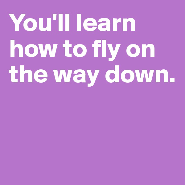 You'll learn how to fly on the way down.


