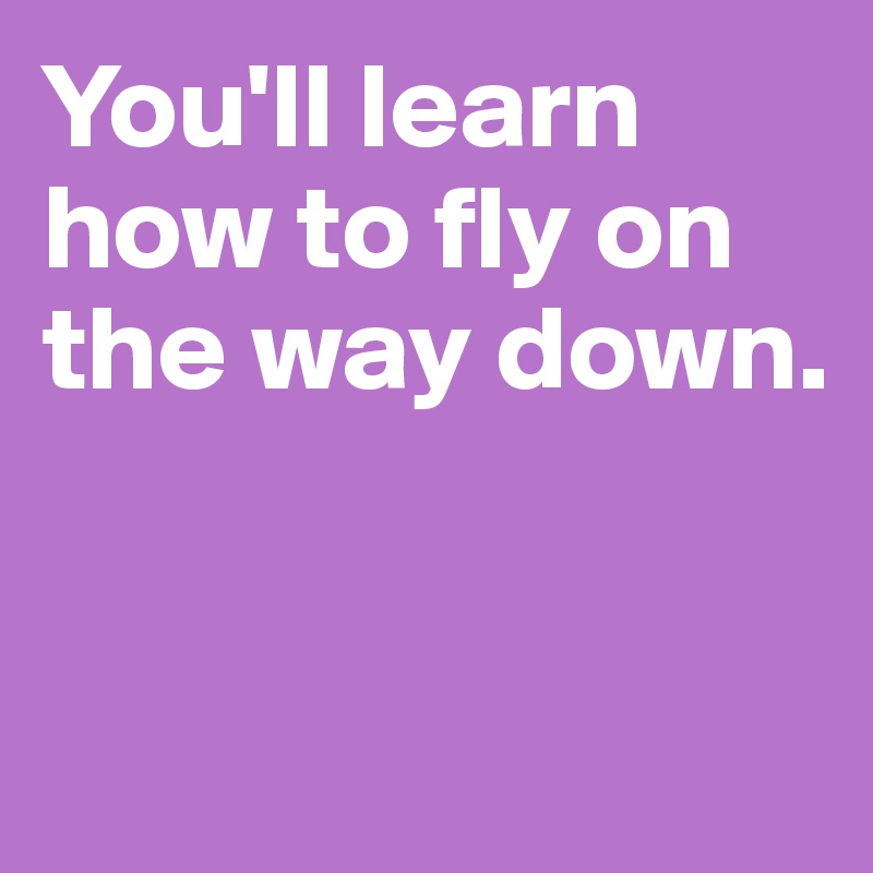 You'll learn how to fly on the way down.


