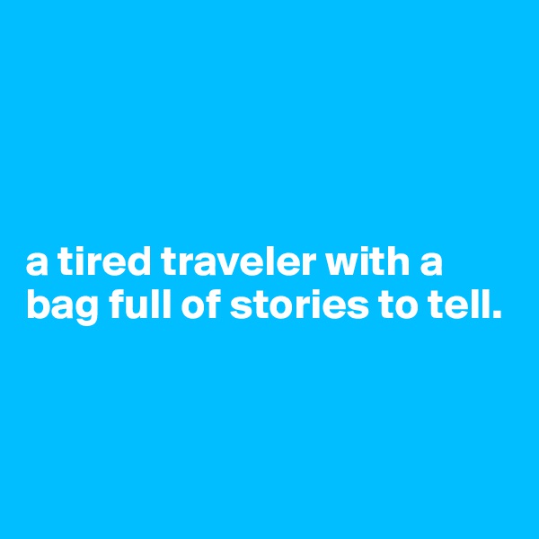




a tired traveler with a bag full of stories to tell.



