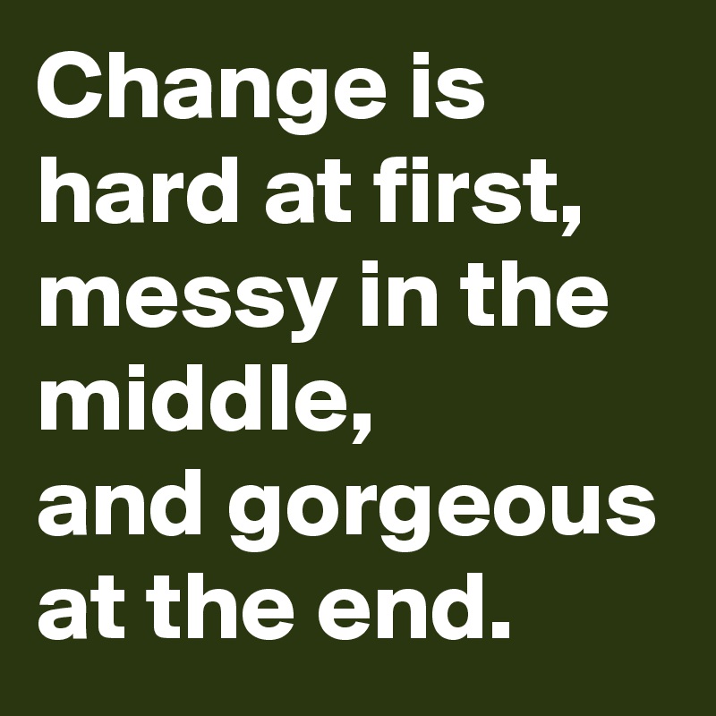 Change is hard at first,
messy in the middle, 
and gorgeous at the end. 