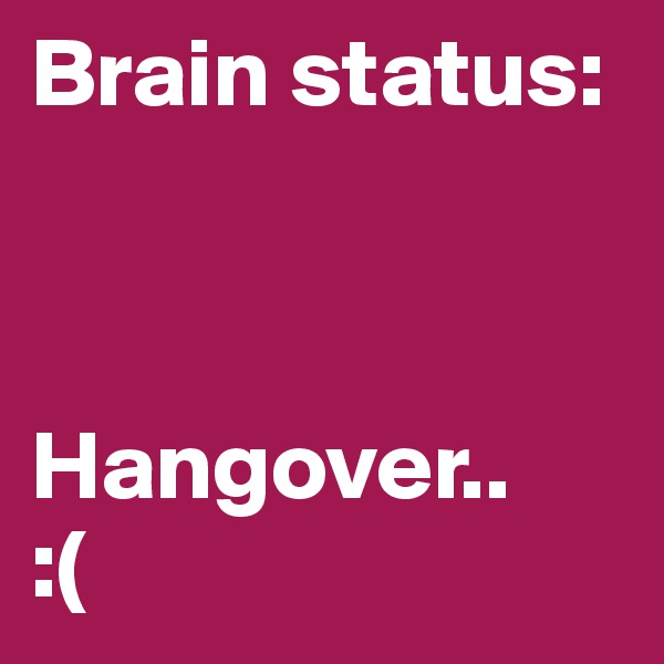 Brain status:



Hangover.. 
:(
