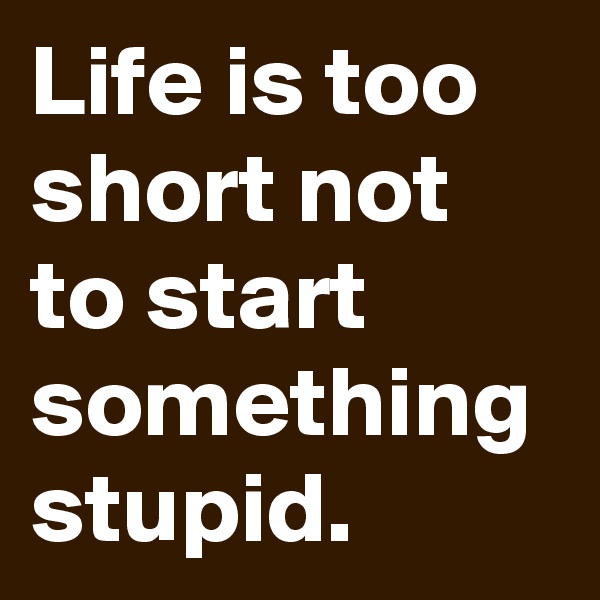 Life is too short not to start something stupid.