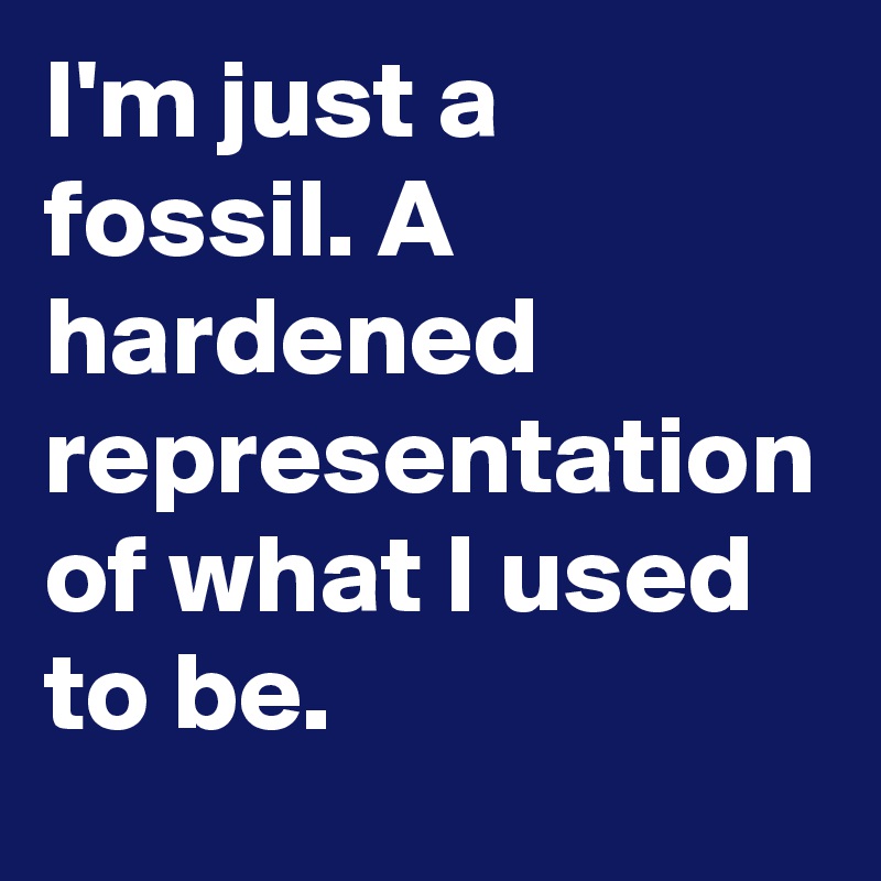 I'm just a fossil. A hardened representation of what I used to be.