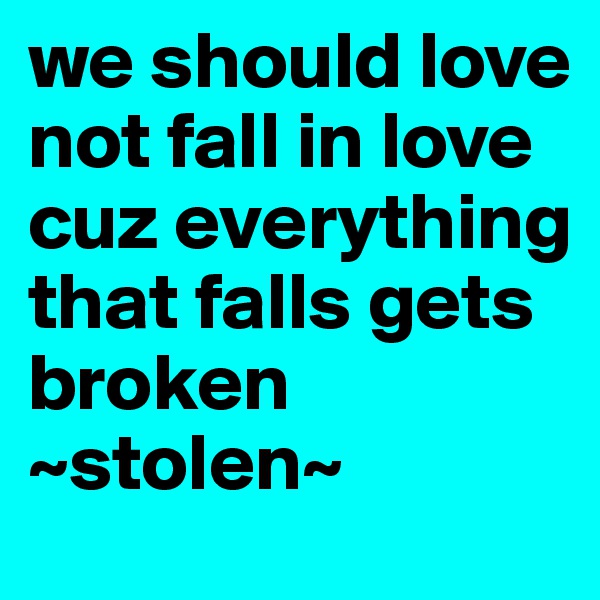 we should love not fall in love cuz everything that falls gets broken
~stolen~