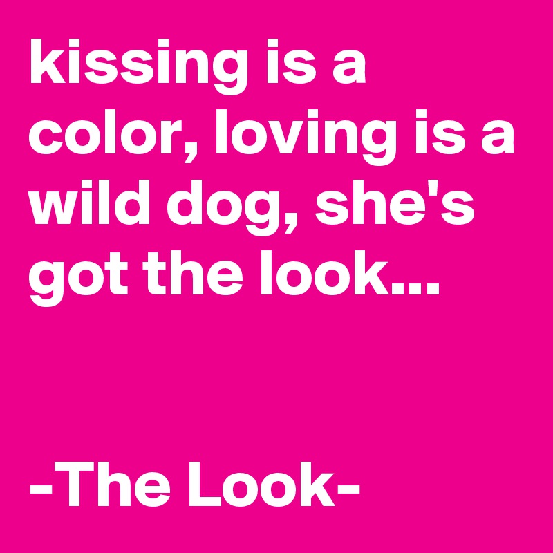 kissing is a color, loving is a wild dog, she's got the look...


-The Look-