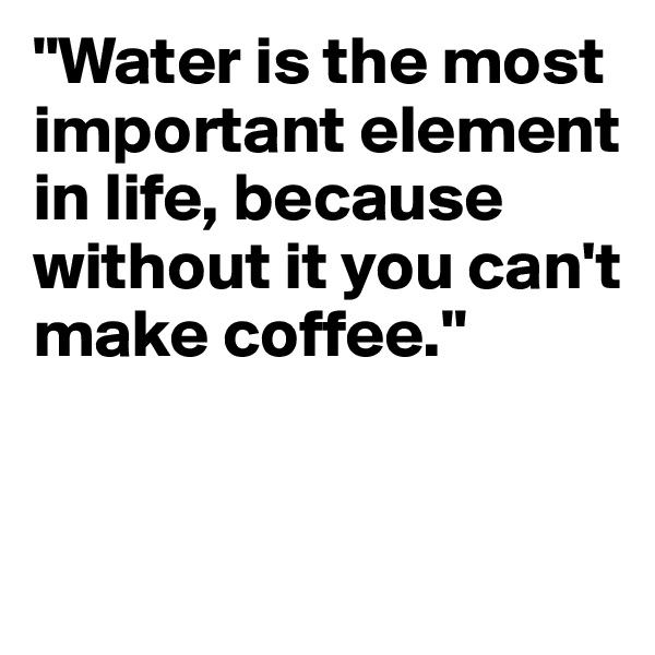 "Water is the most important element in life, because without it you can't make coffee."


